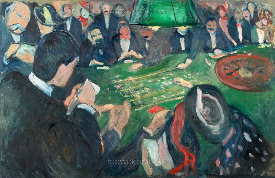 At the Roulette Table in Monte Carlo (1892), famous painting by Edvard Munch apercu
