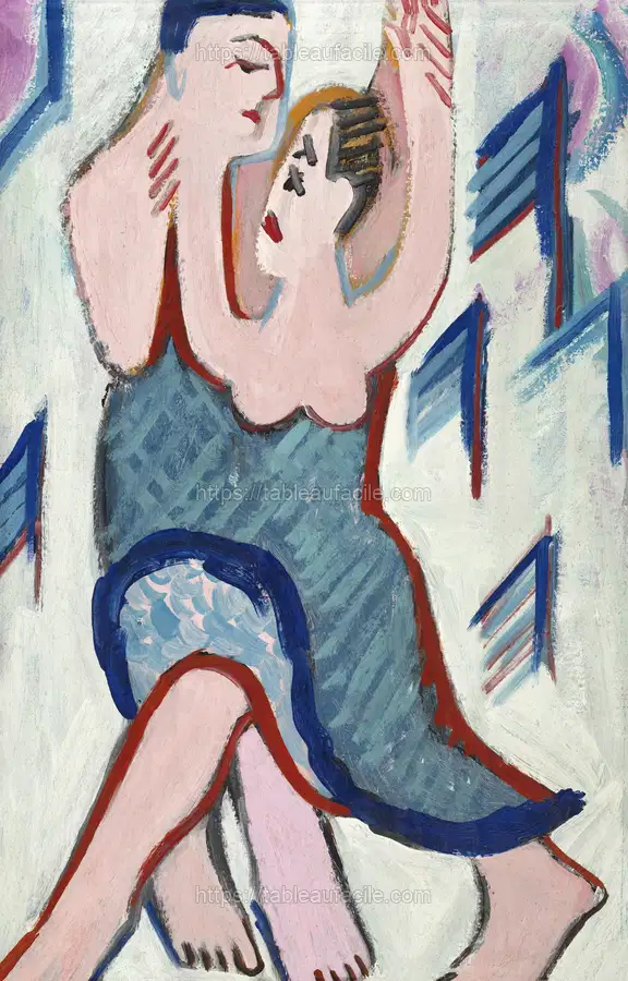 Dancing Couple in the Snow, reverse (ca.1928–1929) Ernst Ludwig Kirchner apercu