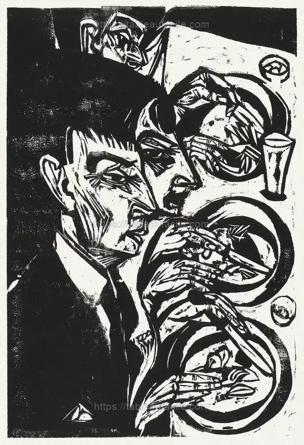Nervous People at Dinner (1916) Ernst Ludwig Kirchner apercu