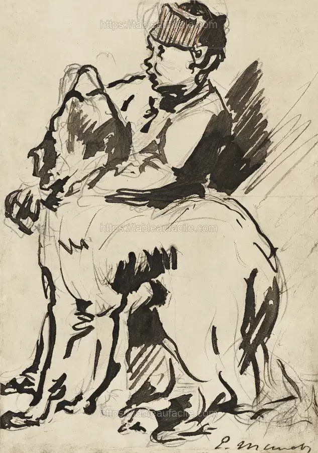 A Boy Holding His Dog (1922) Édouard Manet apercu