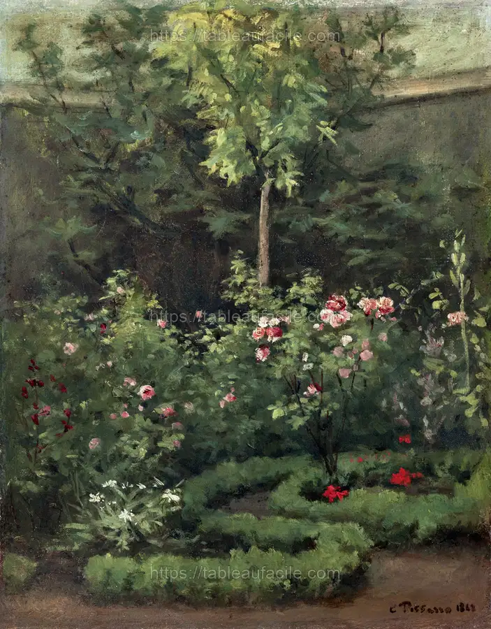 A Rose Garden (1862) by Camille Pissarro apercu