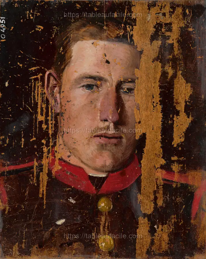 A study of a soldier_s head in a worm.g. by László Mednyánszky apercu
