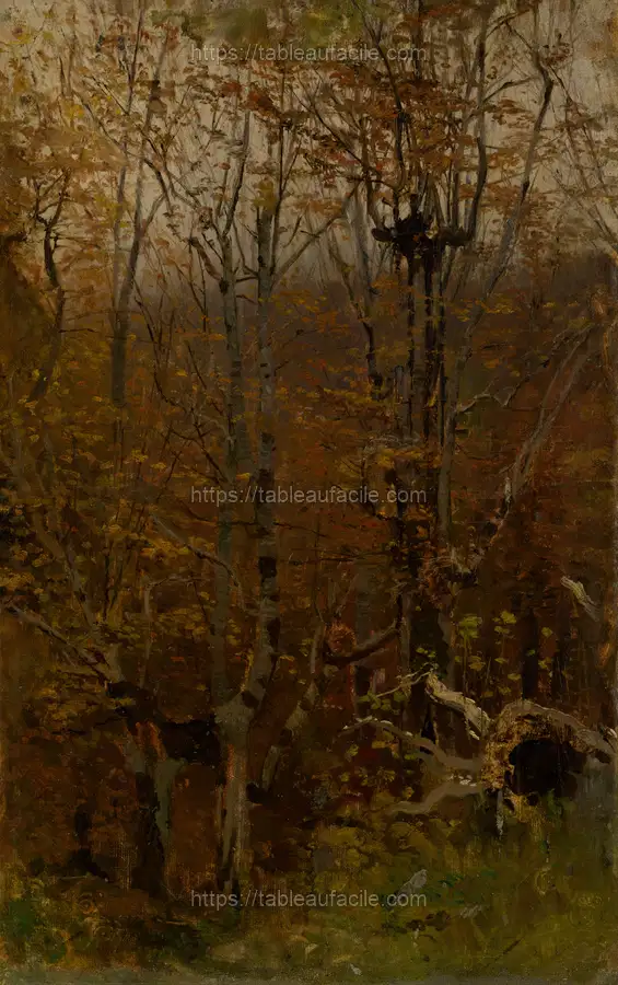 Autumn hardwood forest by László Mednyánszky apercu