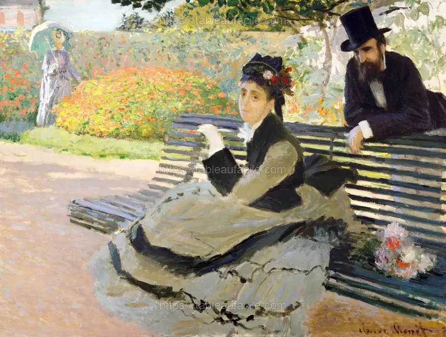 Camille Monet (1847–1879) on a Garden Bench (1873) by Claude Monet apercu