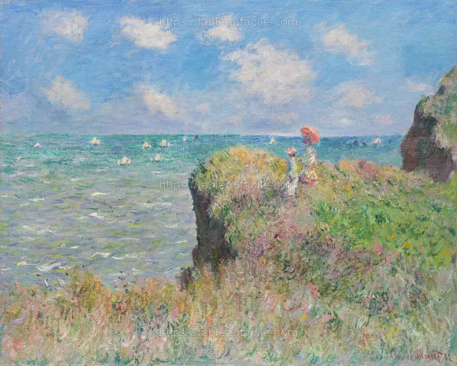 Cliff Walk at Pourville (1882) by Claude Monet apercu