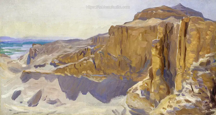 Cliffs at Deir el Bahri, Egypt (ca. 1890–1891) by John Singer Sargent apercu
