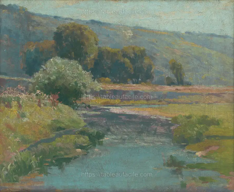 Country with a flooded stream by Lajos Csordák apercu