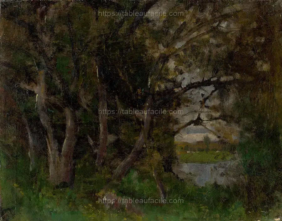Early evening motif in a park in strážky by László Mednyánszky apercu