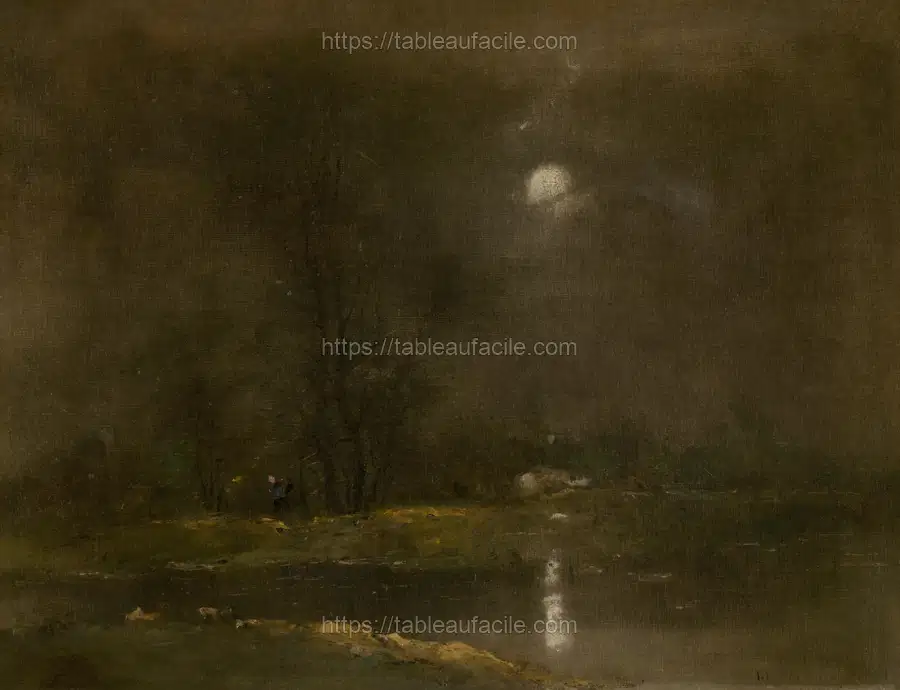 Evening landscape by the lake by László Mednyánszky apercu