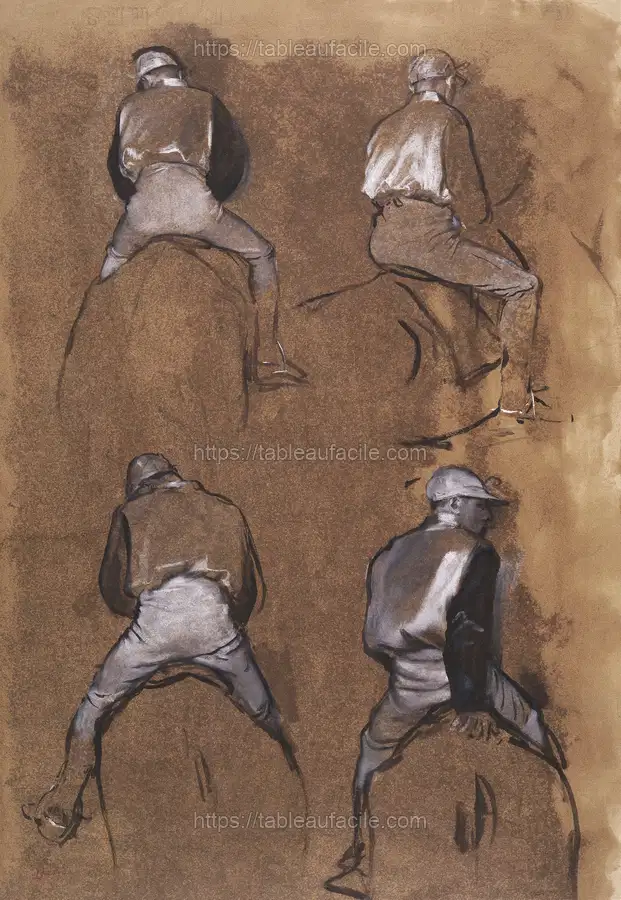 Four Studies of a Jockey (1866) Edgar Degas apercu