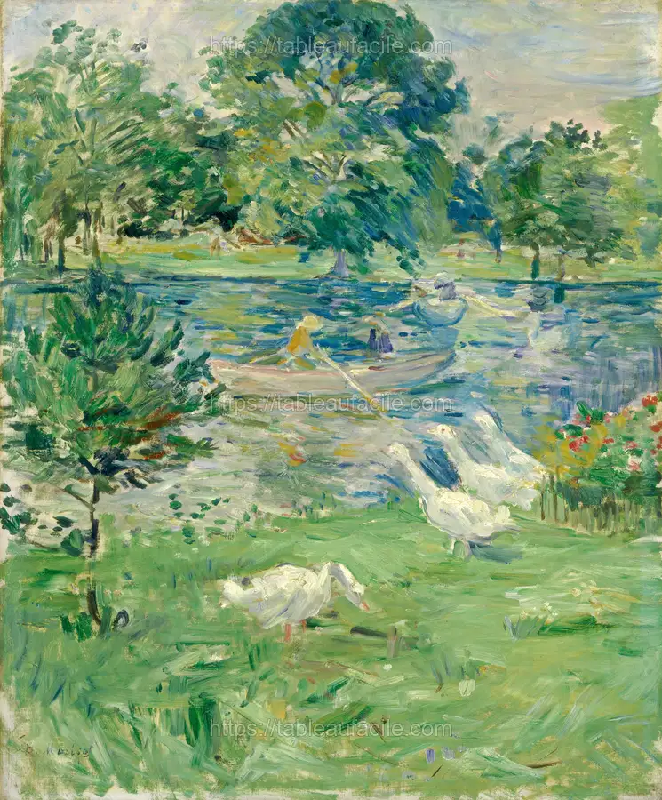 Girl in a Boat with Geese (c. 1889) Berthe Morisot. apercu