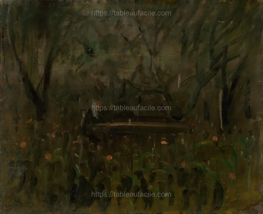 In the garden at the table by László Mednyánszky apercu