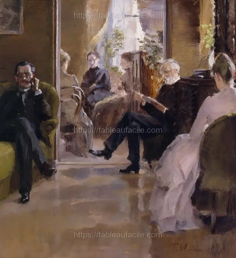 Interior from rudolfina wasastjerna_s home in helsinki, pohjoisranta 6, 1889, by Thorsten Wasastjerna apercu