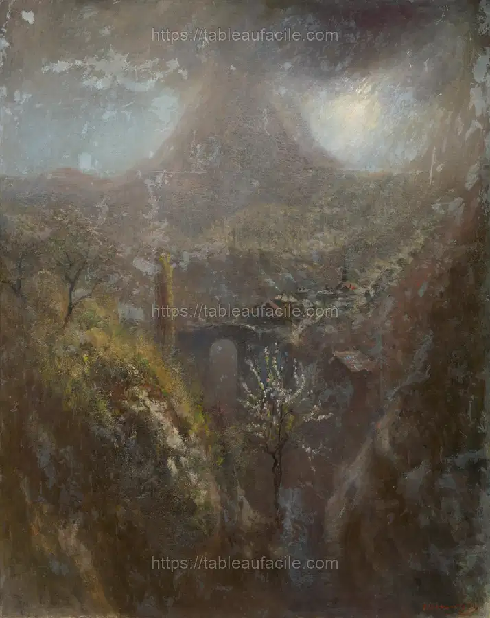 Italian mountain landscape by László Mednyánszky apercu