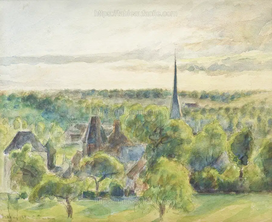 Landscape at Eragny (1890) Camille Pissarro apercu