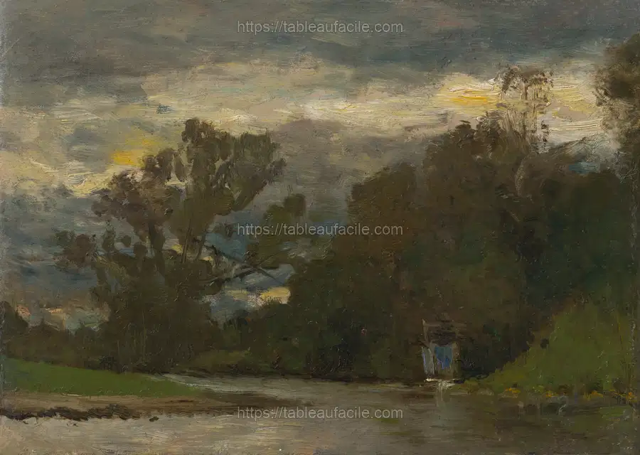 On the poprad river shore by László Mednyánszky apercu