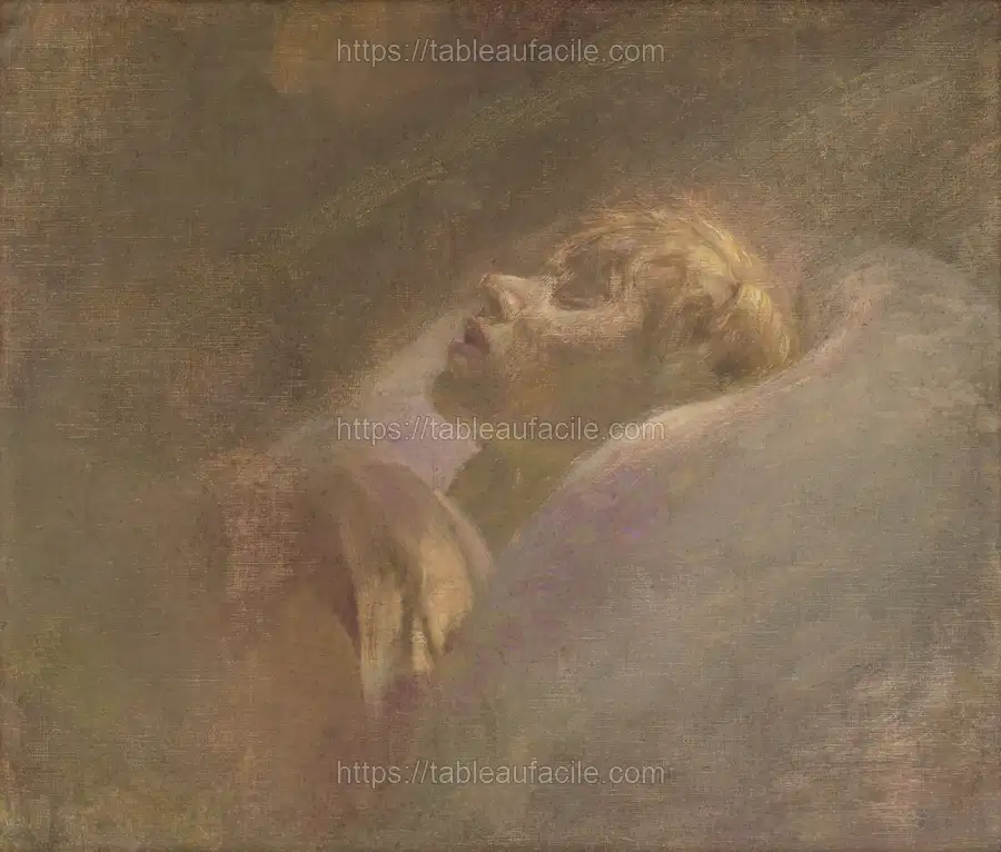 Portrait of a dead girl by László Mednyánszky apercu