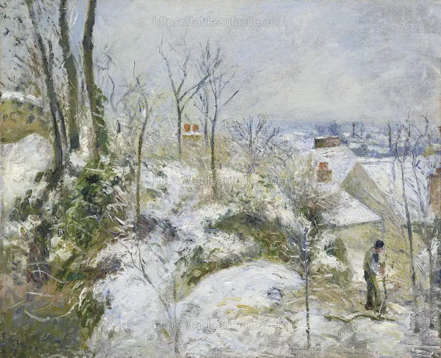 Rabbit Warren at Pontoise, Snow (1879) by Camille Pissarro apercu