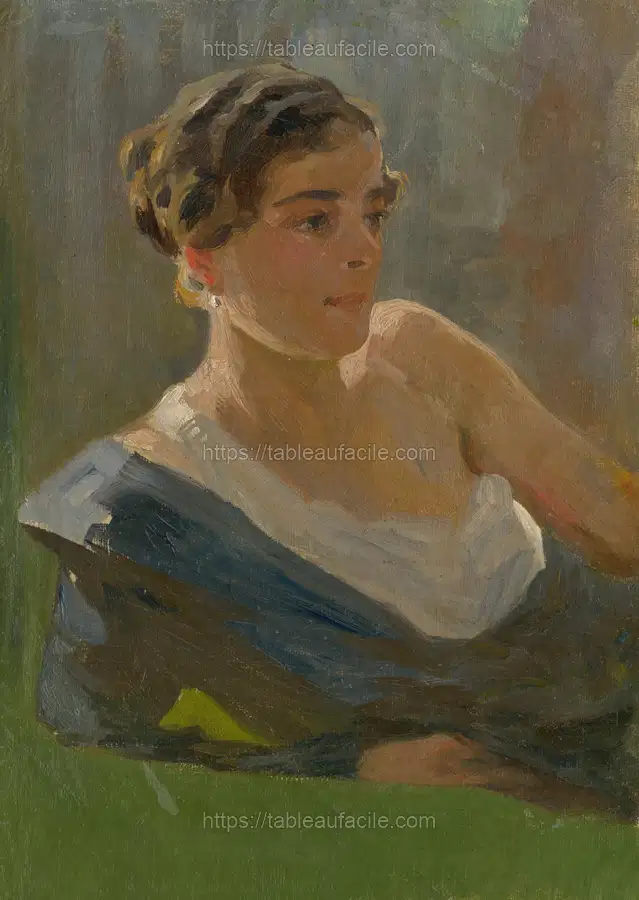Resting lady by László Mednyánszky apercu