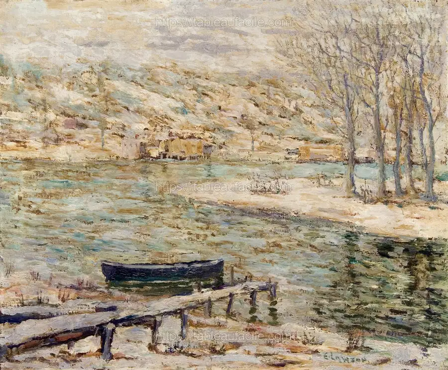 River Scene–Boat and Trees by Ernest Lawson apercu