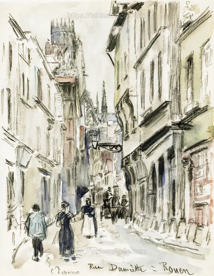 Rue Damiette, Rouen (ca. 1884) by Camille Pissarro apercu