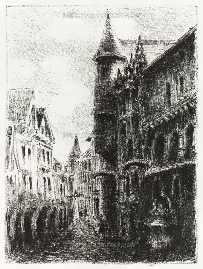 Rue Saint-Romain, Rouen, 1st plate (1896) Camille Pissarro apercu