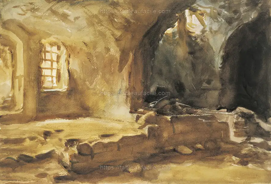 Ruined Cellar—Arras (1918) by John Singer Sargent apercu
