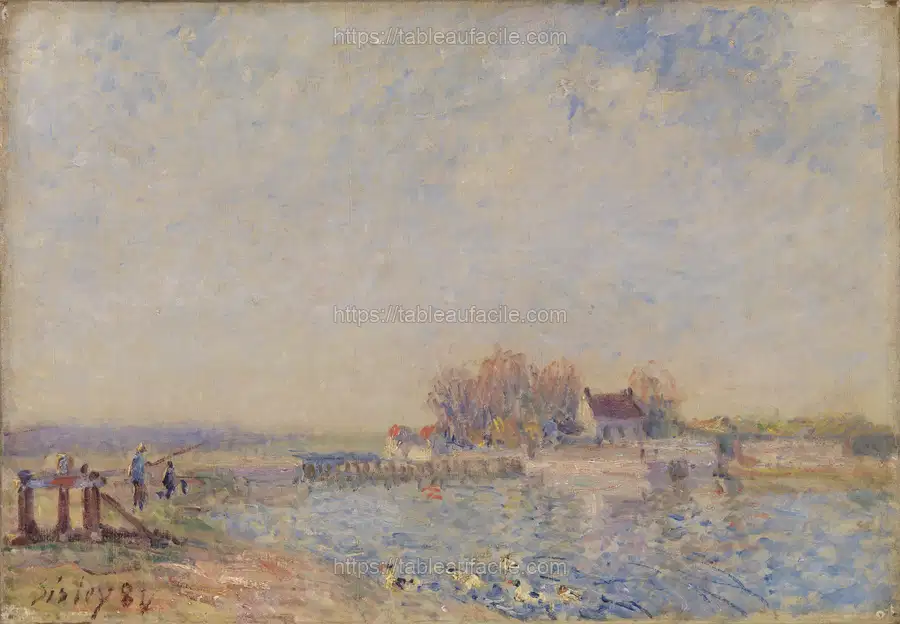 Saint Mammès–Loing Canal (Saint Mammès–Canal du Loing) by Alfred Sisley apercu