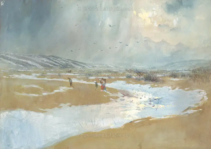 Sleep landscape in winter by László Mednyánszky apercu
