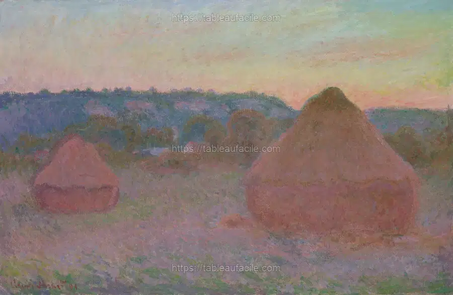Stacks of Wheat (End of Day, Autumn) by Claude Monet apercu