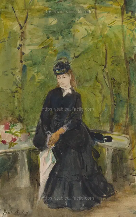 The Artist_s Sister Edma Seated in a Park (1864) by Berthe Morisot apercu