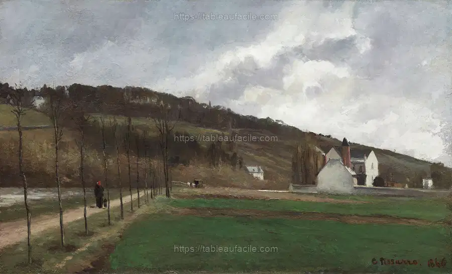 The Banks of the Marne in Winter (1866) by Camille Pissarro apercu