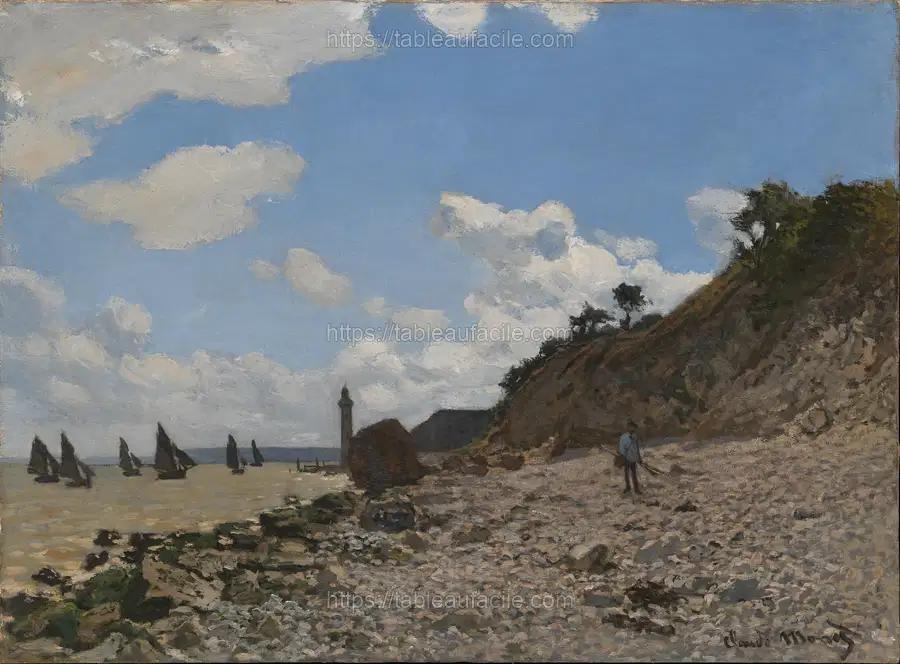 The Beach at Honfleur by Claude Monet apercu