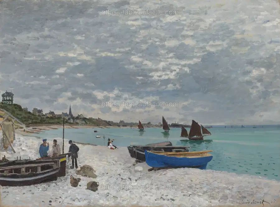 The Beach at Sainte-Adresse by Claude Monet apercu
