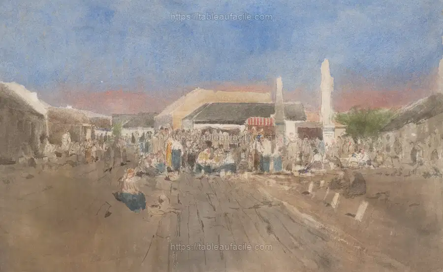 The market in szolnok by László Mednyánszky apercu