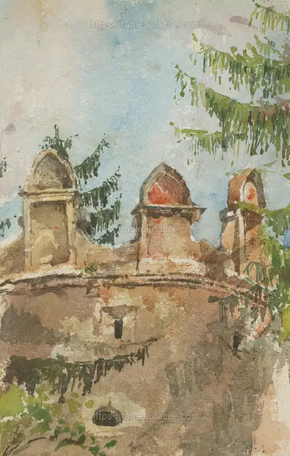 The tower of the mansion in strážky by László Mednyánszky apercu