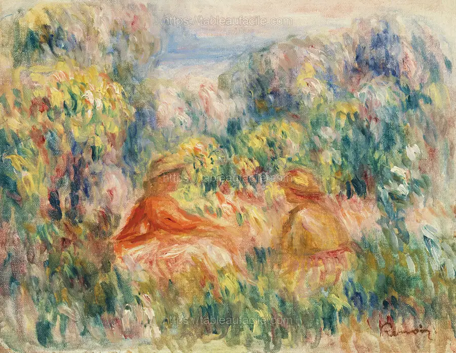 Two Women in a Landscape (Deux femmes dans un paysage) (1918) by Pierre-Auguste Renoir apercu