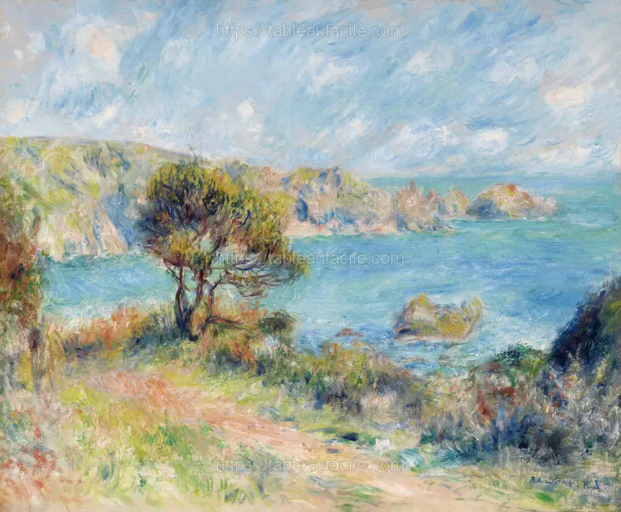 View at Guernsey (1883) vintage illustration by Pierre-Auguste Renoir apercu