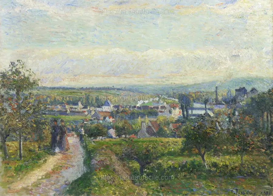 View of Saint-Ouen-l’Aumône (ca. 1876) by Camille Pissarro apercu