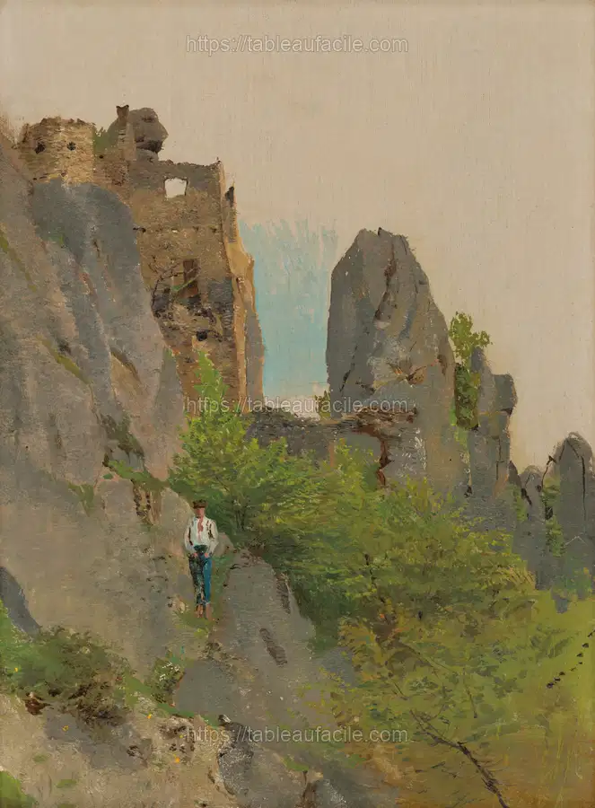 View of the ruins of súľov by László Mednyánszky apercu