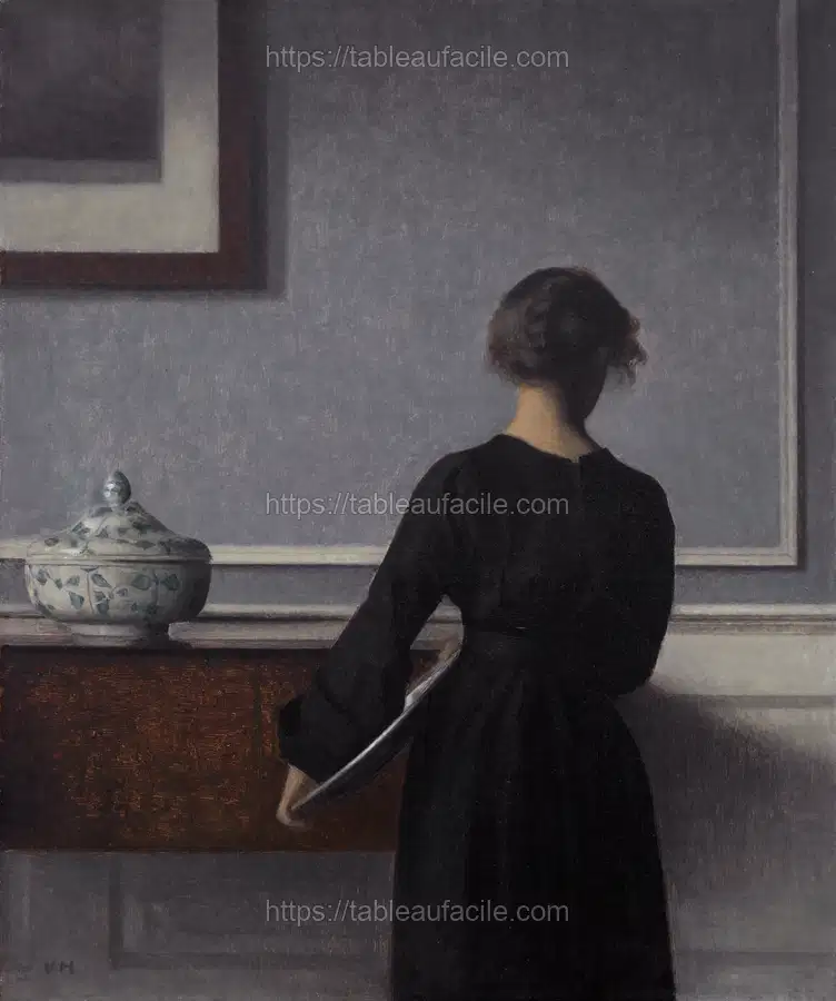Vilhelm Hammershoi - Interieur mit Rueckenansicht einer Frau - 1903-1904 - Randers Kunstmuseum apercu