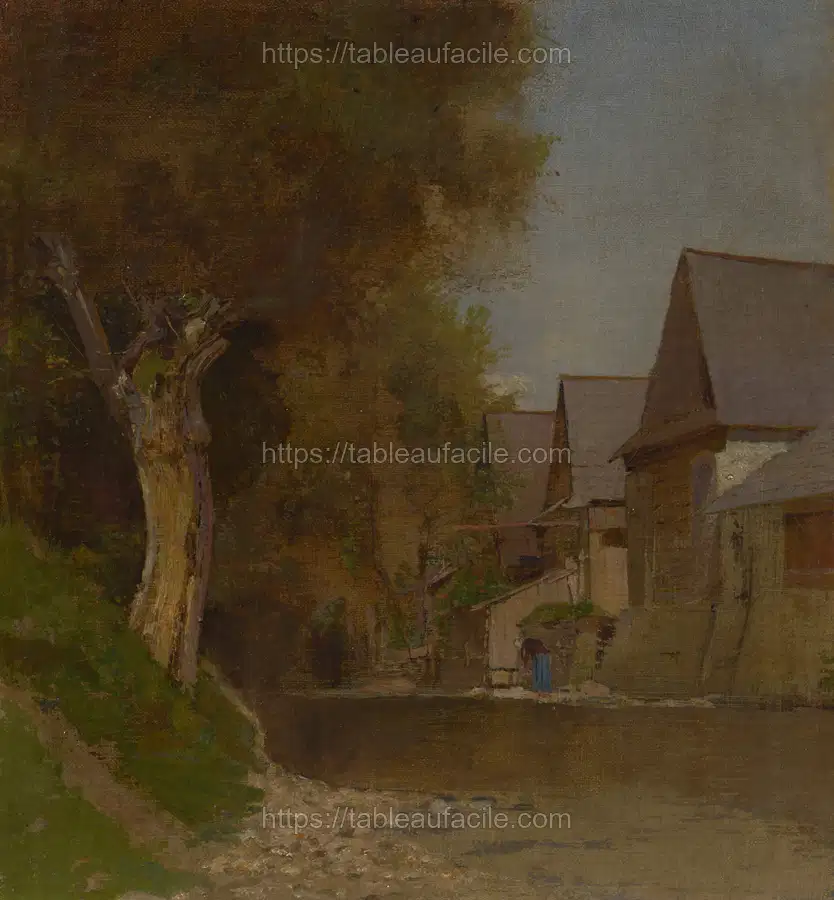 Village by the river by László Mednyánszky apercu