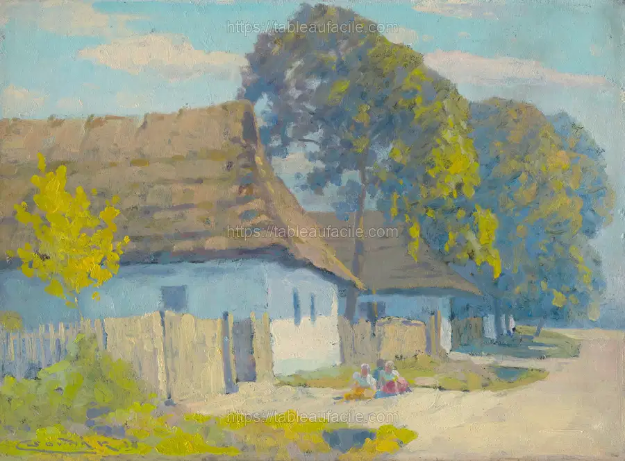 Village motif by Lajos Csordák apercu