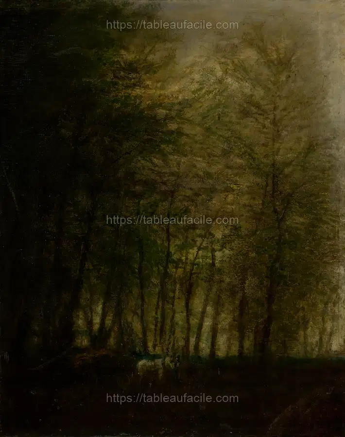 Wagon in the woods by László Mednyánszky apercu