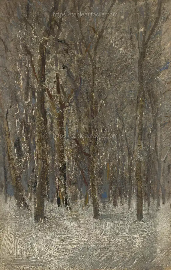 Winter forest by László Mednyánszky apercu