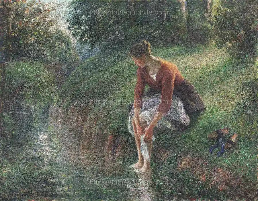 Woman Bathing Her Feet in a Brook (1894–95) by Camille Pissarro apercu