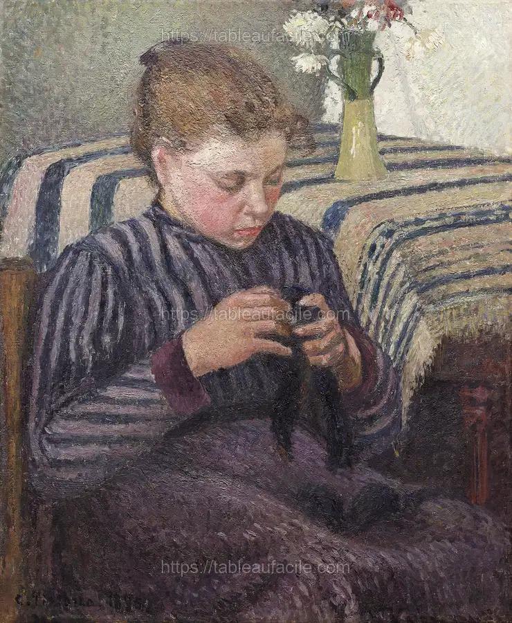 Woman Mending (1895) by Camille Pissarro apercu