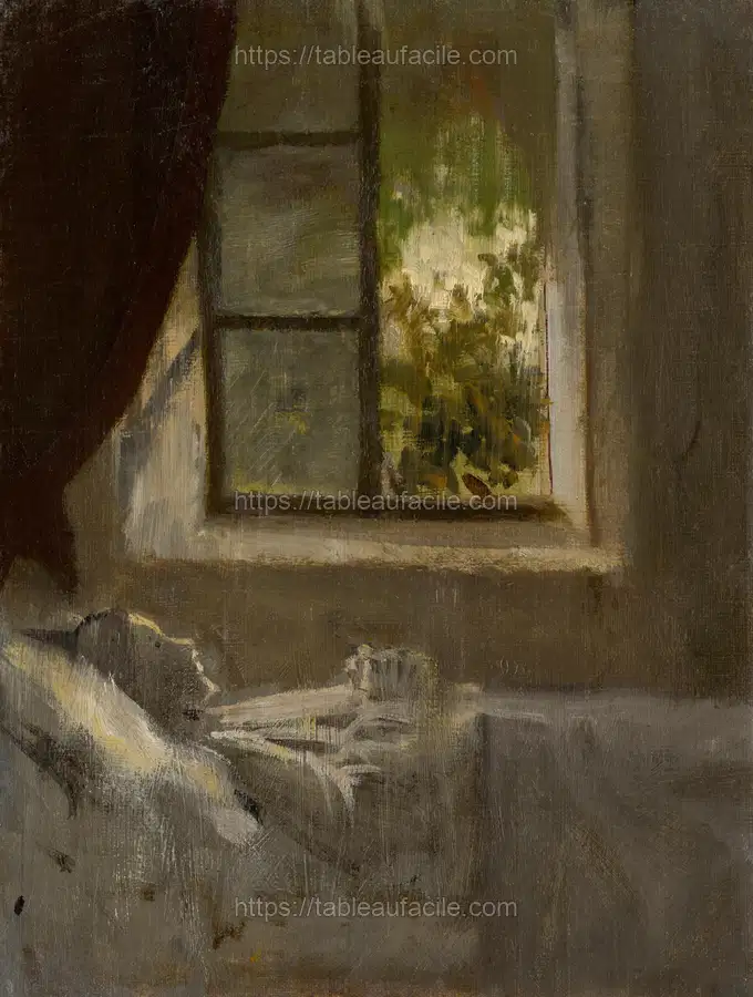 Woman dying by László Mednyánszky apercu