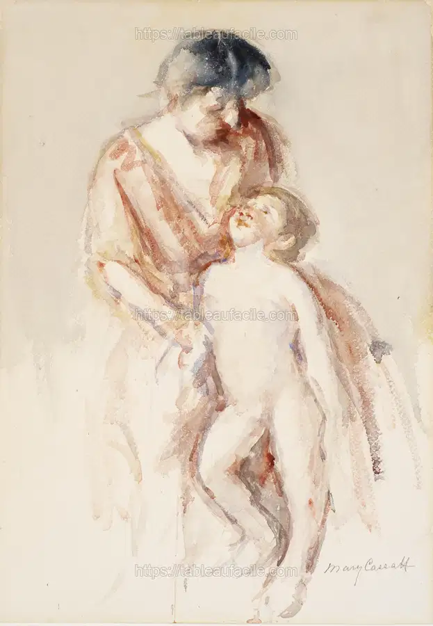 Woman with Nude Boy at Her Left by Mary Cassatt apercu