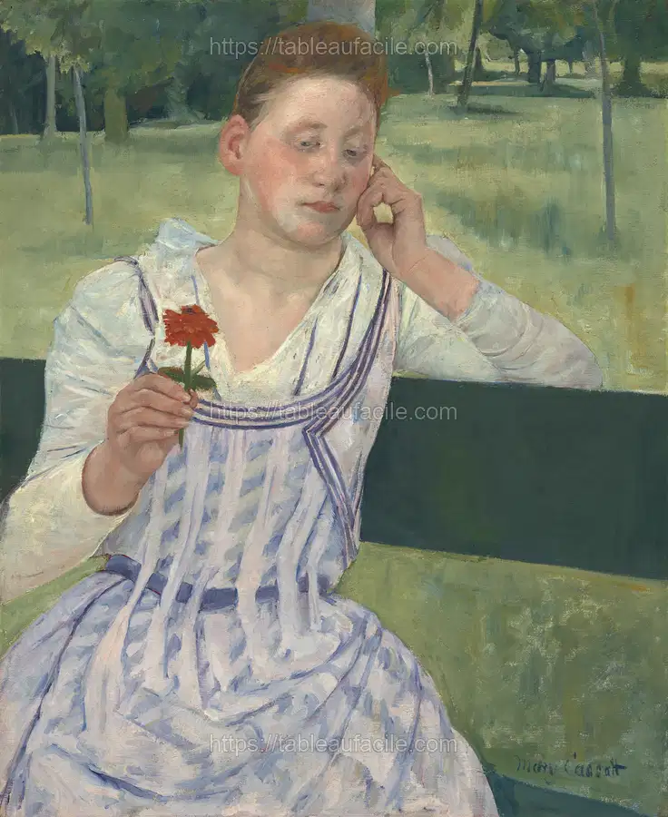 Woman with a Red Zinnia (1891) by Mary Cassatt apercu